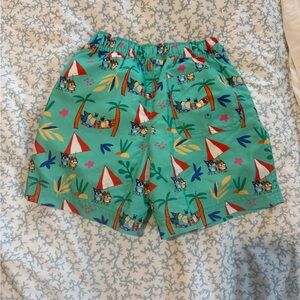 Hanna Andersson Green Tropical Print Shorts